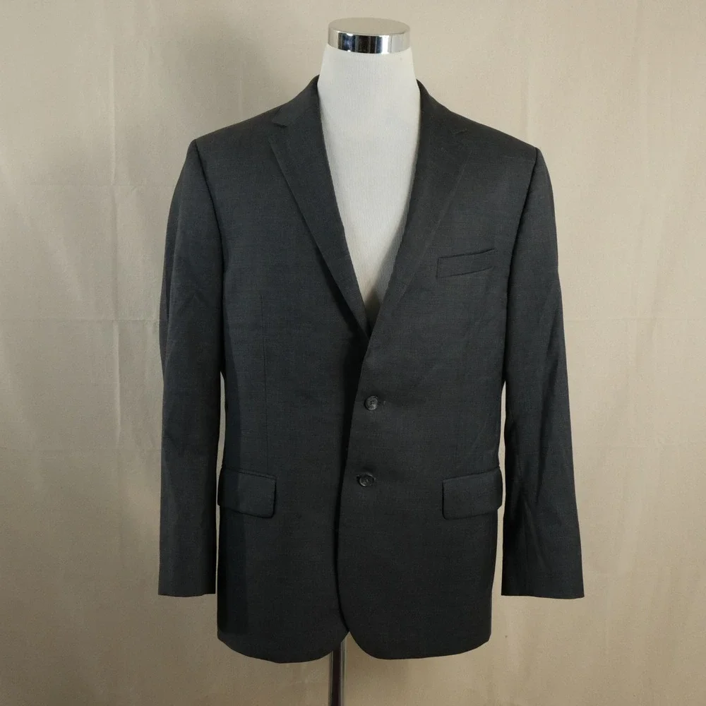 Jos. A. Bank 46R Slim Fit Suit 38x28 100% Wool Gray Two Button Double Vented